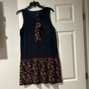 anna sui black with flowers cotton ,silk new size xs